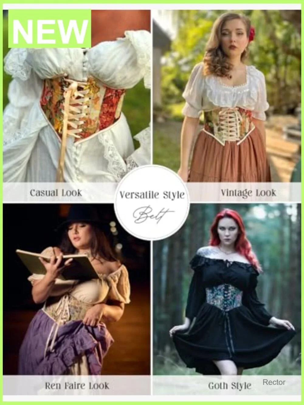 Floral Lace-Up Corset Belt, Zipper Back, Renaissance Medieval Pirate Costume